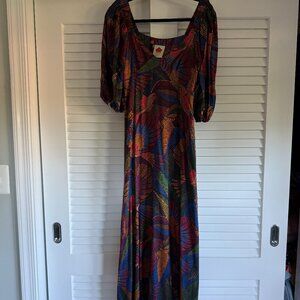 FARM Rio Dotted Macaws Maxi Dress Size Small
